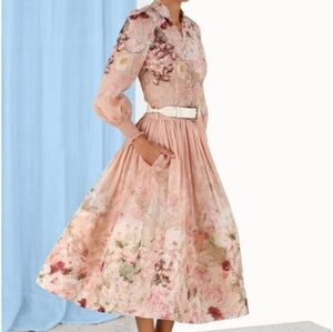 Zimmermann Blush Floral Midi Skirt
